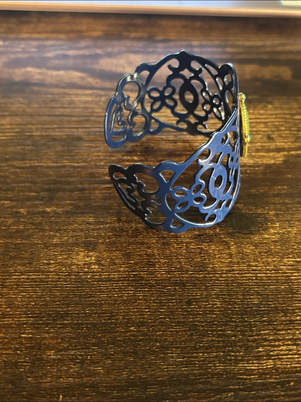Intricate‎ Navy Blue and Green Cuff Bracelet